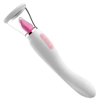 a pink and white electric shaver on a white background
