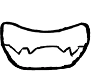 a black and white drawing of a monster's mouth
