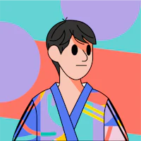 a cartoon of a man in a kimono
