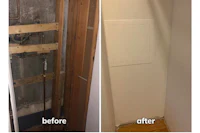 before and after pictures of a bathroom