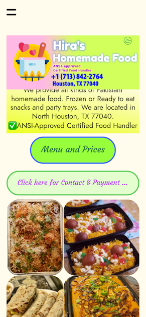 Hira’s Homemade Halal Food (Caterer)