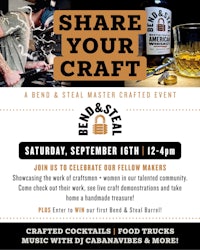 a flyer for the share your craft event
