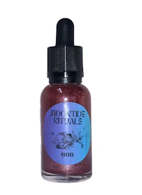 a bottle of liquid with a blue and purple label