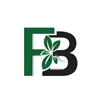 the letter f with a green leaf on it