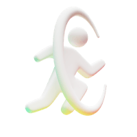 a 3d image of a person running on a black background