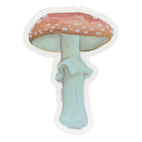 a sticker of a mushroom on a black background