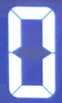 a blue led display with the number 0 on it
