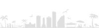 a black and white drawing of a city skyline