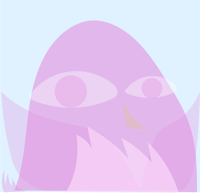 a pink owl with big eyes