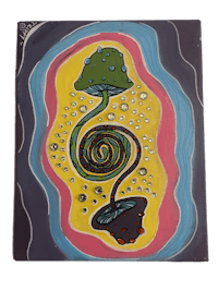 a painting of a tree with a spiral on it