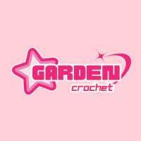 garden crochet logo on a pink background