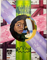 a painting with a woman's face on it