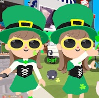two girls in st patrick's day outfits