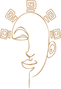a woman's face with geometric designs on it