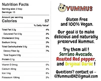 a nutrition label for yummius