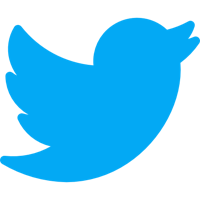 a blue twitter logo on a black background
