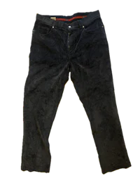 a pair of black corduroy pants on a black background