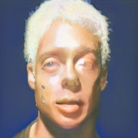 a digital painting of a man with white hair