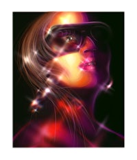 a digital painting of a woman in sunglasses