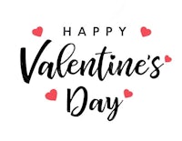 happy valentine's day with hearts on a white background