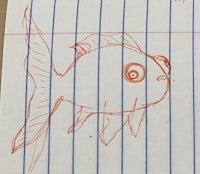 a drawing of a fish on a piece of paper
