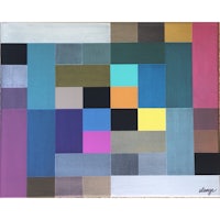 a painting with squares of different colors