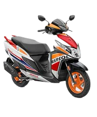 a white and orange scooter on a black background