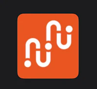 an orange and white logo with the word u on it
