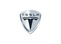a tesla logo on a white background