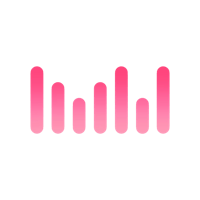a pink sound wave logo on a black background