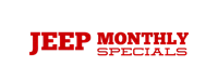 the jeep monthly specials logo on a black background