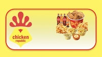the chicken republic logo on a yellow background
