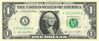 a one dollar bill is shown on a white background
