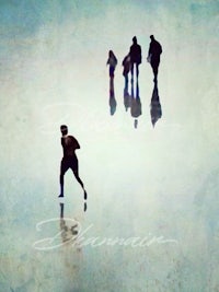 a group of people walking in the water