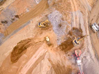 an aerial view of a construction site
