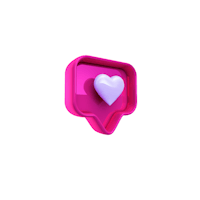 a pink heart in a speech bubble on a black background