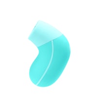 a blue and white sex toy on a white background