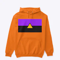 an orange hoodie with a triangle on it