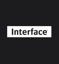the logo for interface on a black background