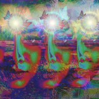 a psychedelic painting of a woman's face
