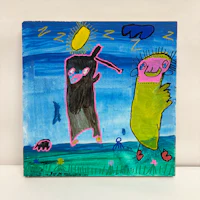 a child's drawing of a boy and a girl