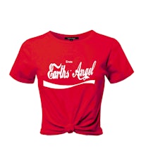 a red t - shirt with the words earth angel on it