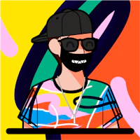 an illustration of a man wearing a mask and a t - shirt