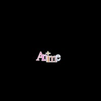 an anime logo on a black background