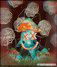 an image of a woman in a mushroom hat