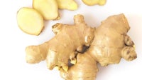 a piece of ginger on a white background