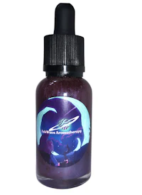 a bottle of e - liquid with a bottle of purple liquid