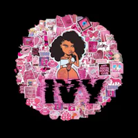 a pink circle with the word ivy on it