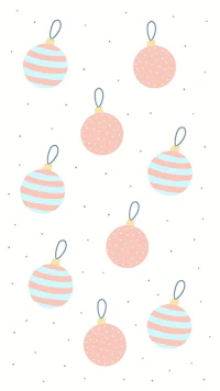 pink and blue christmas ornaments on a white background