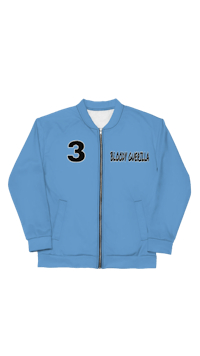 a blue bomber jacket with the number 3 on it